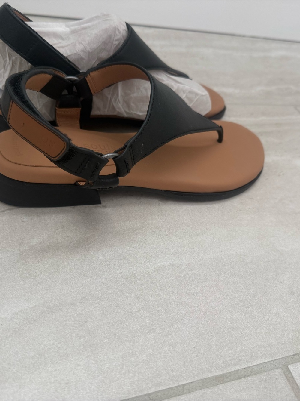 gentle souls Black and Tan Leather Thong Sandals